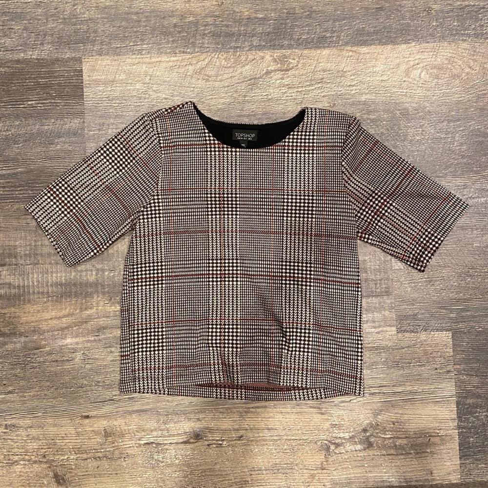 Topshop Short Sleeve Tweed Top